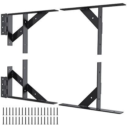 Gate Corner Brace Bracket Gate Kit for Wooden Fence Gate Hinges No Sag Frame Kit for Shed Doors, Driveway Gates, Corral Gates, Wood Windows (Black)
