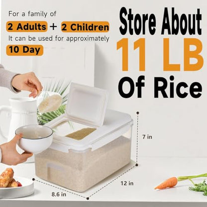 LivLab Mker 10 lbs Cereal Containers Storage - Airtight Flour Storage Container with Lids & 10 lbs Rice Dispenser, BPA Free Pantry Containers for Sugar and Cereal, White - color: 5KG-A