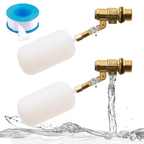 2 Pack Brass Float Valve 1/2 inch,with Adjustable Arm Automatic Fill Float Valve for Livestock Trough Pond Control Adjustable Switch