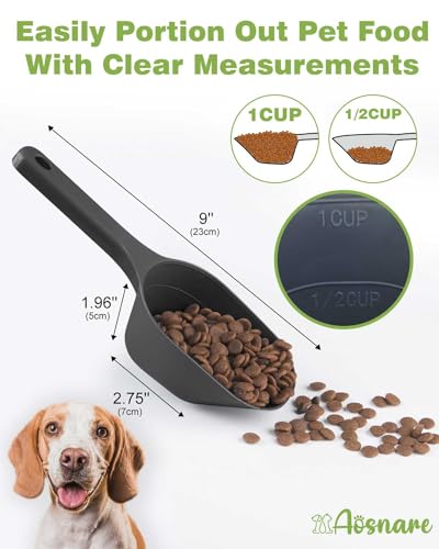 2 Pack Dog Food Scoop, 1 Cup Pet Food Scoop With Measuring Lines (Black and Blue) - color: Black and Blue