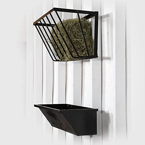 Amish Made in Lancaster PA, Feed Trough and Hay Rack | Wall Mount Feeder for Horses, Goats and Sheep