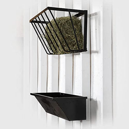 Amish Made in Lancaster PA, Feed Trough and Hay Rack | Wall Mount Feeder for Horses, Goats and Sheep