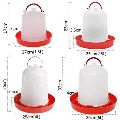 Auto Poultry Drinker Feeder Chicken Waterer Chick Feeder Container with Carrying Handle,Baby Duck Feeder 1.5L Bird Feeder Large Capacity for Pet Bird Poultry