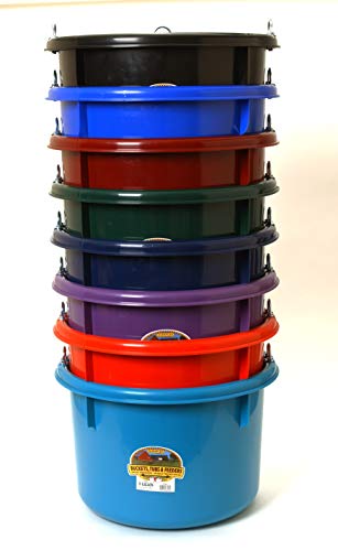 Little Giant® Plastic Round Feeder | Feed Bucket for Livestock | Ultra Durable Round Plastic Bucket | Made in USA | 8 Gallon | Purple - color: Purple