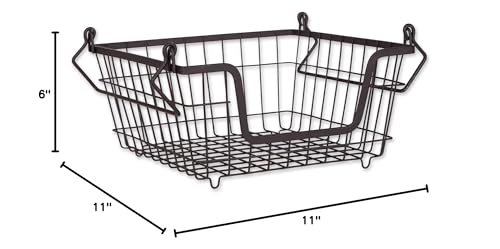 DII Metal Wire Mesh Stackable Utility Storage Bin, Small, 11x11x6", Black - color: Black, size: 11 x 11 x 6 inches