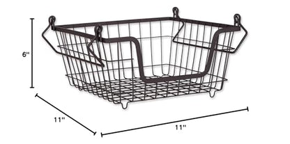 DII Metal Wire Mesh Stackable Utility Storage Bin, Small, 11x11x6", Black - color: Black, size: 11 x 11 x 6 inches