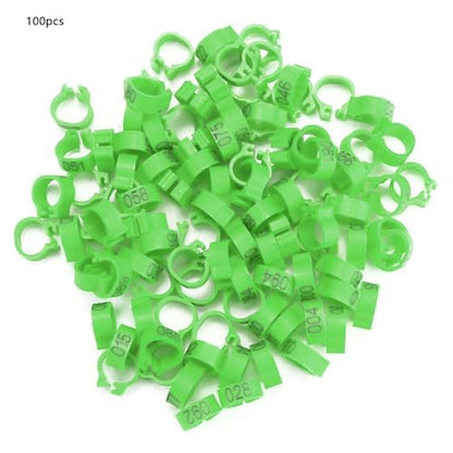 100Pcs 8mm Numbered Plastic Leg Bands, Colorful Clip-On Bird Identification Rings for Quail Chicken Chicks Poultry Management