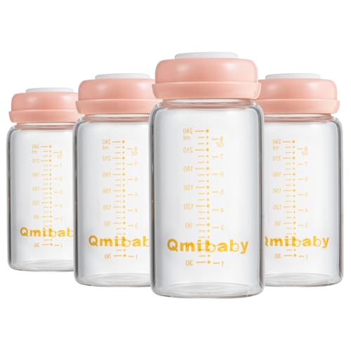 Breast Milk Storage Bottles 240ml 8oz BPA-Free Leak-Proof Baby Bottle for Breastmilk Storage Wide Neck Bottles with Screw Ring Sealing Disk Breastfeeding (Pink, 240ml-4Packs) - color: Pink, size: 240ml-4Packs