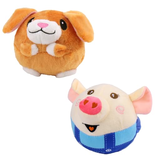 Mity rain Interactive Dog Ball Cover, Replacement Covers Only for Bouncing Ball (Blue Pig+Little Dog) - style: Blue Pig+Little Dog