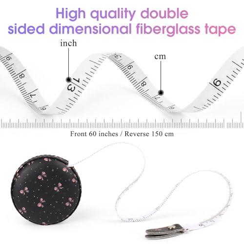Retractable Mini Tape Measure, Auto-Retract, Premium Leather Tape Measure, Dual-Sided Ruler, Ideal for Fabric Cutting, Body Measurements, and Handicrafts (Starlight Bow) - color: Starlight Bow