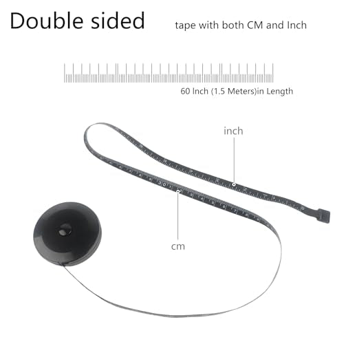 GDMINLO 2 Pack Tape Measure Retractable Measuring for Body Fabric Tailor Cloth Knitting Craft Weight Loss Measurements 60-Inch Soft Pink & Retractable Black Dual Sided Rulers