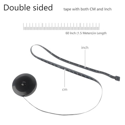 GDMINLO 2 Pack Tape Measure Retractable Measuring for Body Fabric Tailor Cloth Knitting Craft Weight Loss Measurements 60-Inch Soft Pink & Retractable Black Dual Sided Rulers