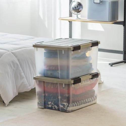 IRIS USA 44 Qt Storage Bins with Gasket Seal Lid, 2 Pack - BPA-Free, Heavy Duty Moving Containers Tight Latch, Weather Proof Tote, WEATHERPRO - Clear/Chrome - size: 44 Qt. - 2 Pack