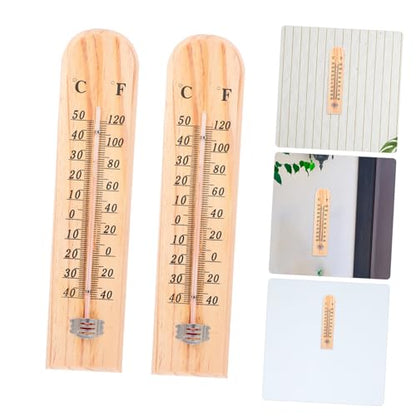BESPORTBLE 2pcs Wooden Thermometer for Accurate Measurement and Livestock Farming Design for Indoor and Outdoor Use