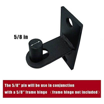 2 Pack Wall Mount Gate Hinges, Heavy Duty Chain Link Fence Gate Hinges with 5/8 Hinge Pin for Fences & Farm Gates (Screws Not Included), Black - color: Black