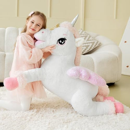 IKASA Giant Unicorn Stuffed Animal Plush Toy,Big Large Jumbo Soft Toys,43" Cute Huge Size Fluffy Plushy Fat Plushie,Gifts for Kids - style: Unicorn