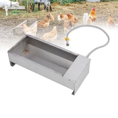 Automatic Livestock Water Trough | 5 - Gallon Large Capacity Auto - Filling Bowl | Stainless Steel Waterer for Chickens/Ducks/Cows | Rustproof Farm Watering System