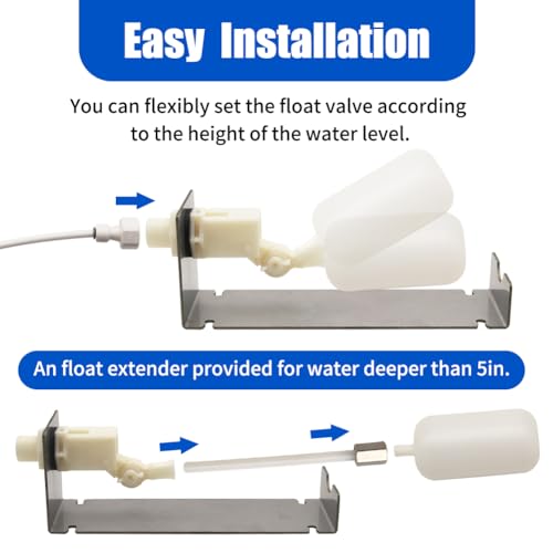 Water Fountain Auto Fill System, Autofill Water Level Kits Pond Auto Fill Float Valve with Adjustable Arm for Outdoor Fountains Ponds Pool Water Tank Garden