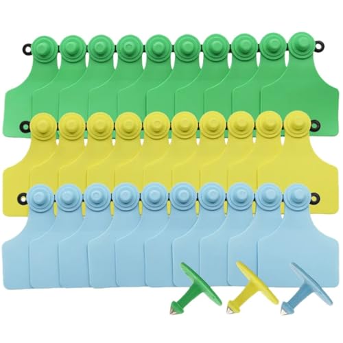 Cattle Ear Tags 50 PCS Cow Ear Tags Prevent Tampering Sealing Design Cattle Plus Size Blank Head Cards Copper Earrings TPU Material 8X6.1CM for Animals(Blue) - color: Blue