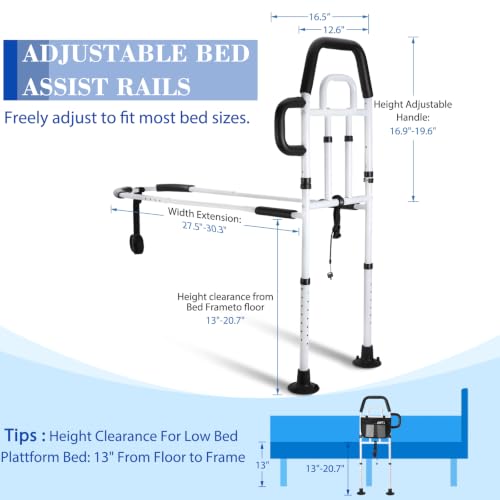 Bed Rails for Elderly Adults Safety, ASTM Approved Upgrade Bed Assist Rail for Seniors - Adjustable Bed Cane with Non-Slip Ergonomic Handle & Storage Pocket, Fit King Queen Full Twin Beds