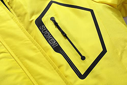 SUOKENI Women's Waterproof Warm Winter Snow Coat Hooded Raincoat Ski Snowboarding Jacket - color: Yellow, size: Small