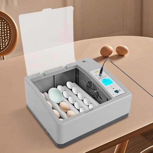 Egg Incubator, 16-Egg Incubator with Temperature Control and Humidity Control, Household Egg Incubator with Automatic Egg Turning and LED Display, Digital Poultry Hatcher for Chicken Duck Quail