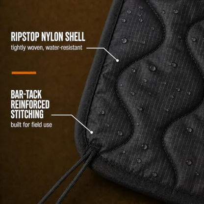 USGI Industries Military Woobie Blanket | Thermal Insulated Camping Blanket, Poncho Liner | Large, Portable, Water-Resistant, for Hiking, Survival | Compression Carry Bag - color: Tactical Black