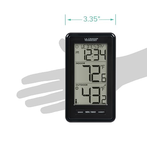 La Crosse Technology 308-43647-INT Digital Black Wireless Thermometer with Indoor Humidity, LCD - color: Black