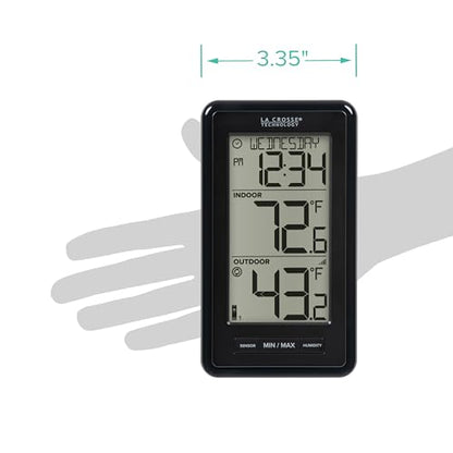 La Crosse Technology 308-43647-INT Digital Black Wireless Thermometer with Indoor Humidity, LCD - color: Black