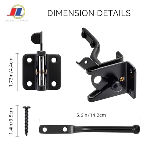 Small Black Gate Latch, Self-Locking Gravity Latch for Metal Gates & Wooden Fences, Heavy Duty Outdoor Fence Lock with Latch Lock, Easy Install Hardware for Garden, Yard, Pet Gate - size: Lightweight door