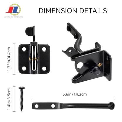 Small Black Gate Latch, Self-Locking Gravity Latch for Metal Gates & Wooden Fences, Heavy Duty Outdoor Fence Lock with Latch Lock, Easy Install Hardware for Garden, Yard, Pet Gate - size: Lightweight door