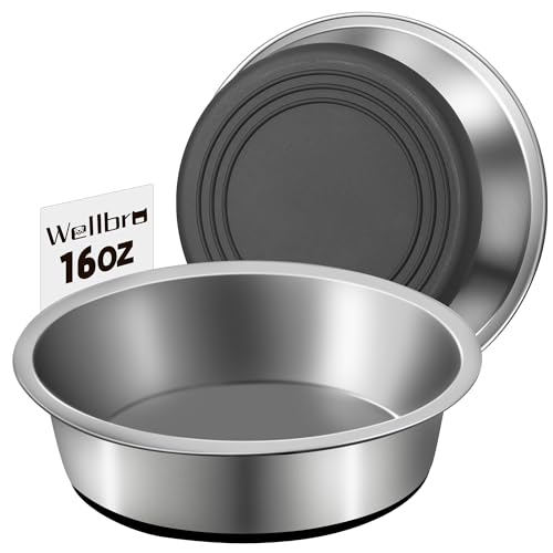 Stainless Steel Dog Bowls, Non Slip Dog Metal Bowls, 2 Pack Food and Water Pet Feeders Heavy Duty Dishwasher Safe (16oz, 2cup) - size: S-16oz,2cup
