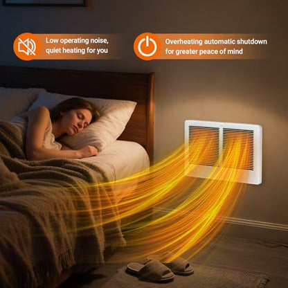 CSTC302TW Twin Electric Wall Heater - Wall Heater At 3000/2250 Watt And 240/208 Volt With White Grille 10236/7677 BTU Electric Wall Heaters Suitable For Kitchens, Front Rooms, Halls
