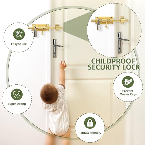 Alise Slide Lock SUS304 Stainless Steel Gate Latch, Slide Bolt Latch,Thickened Heavy Door Latch Lock,8 Inch Black Barrel Bolt Latch, Security Slide Latch Lock Gold - color: Gold, size: 8 Inch (Regular)
