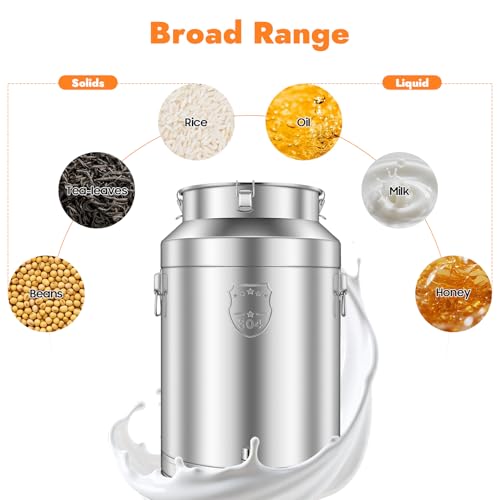 Milk Can, 20 Gallon (76L) 304 Stainless Steel Sealed Bucket with Spigot and Lid - Large Food & Beverage Dispenser Container for Water, Wine, Oil, Tea, and Dry Goods (76L) - size: 76L
