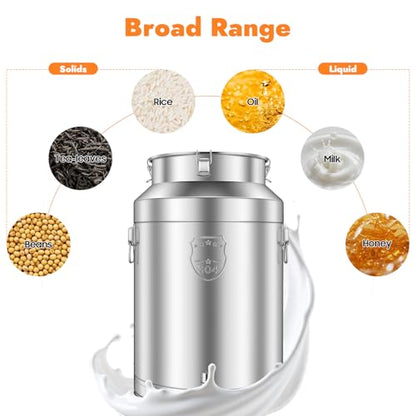 Milk Can, 20 Gallon (76L) 304 Stainless Steel Sealed Bucket with Spigot and Lid - Large Food & Beverage Dispenser Container for Water, Wine, Oil, Tea, and Dry Goods (76L) - size: 76L