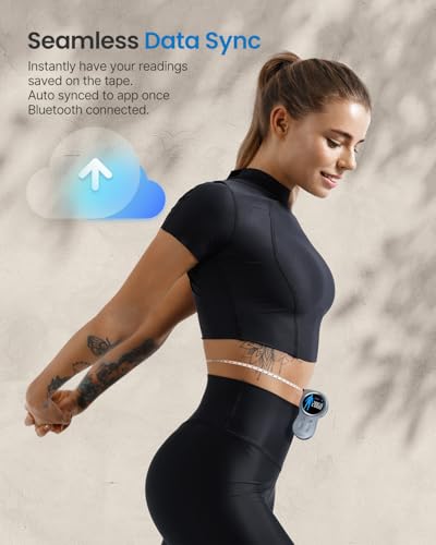 RENPHO Smart Tape Measure with Large Display, Bluetooth Body Measuring Tape with App for Weight Loss, Fitness Shape, Measure Circumference Length