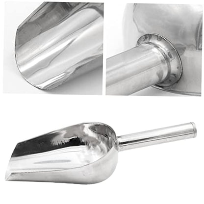 Stainless Steel Feed Scoop for Livestock Metal Grain Distribution Scoop Sturdy 10oz Fodder Scooper for PET Food and Ice Cubes Easy to Clean