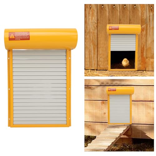 Automatic Chicken Coop Door, Solar Powered Chicken Door Opener with Timer LED Display for Duck Goose Poultry Safety (Yellow) - color: Yellow