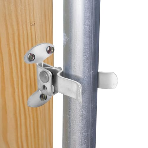 1-3/8" Wall Mount (Flat Back) Fork Gate Latch with Padlock Hole & Hardware, Galvanized Steel， for Chain Link Fence Gate, Wood Post and Outdoor Farm Gate (Silver) - color: Silver