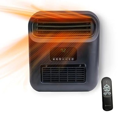 Comfort Zone 14" Wall Mount & Freestanding Space Heater – 1500W Electric Heater with Remote, Digital Thermostat, ECO Mode & 12H Timer – Portable or Wall-Mounted Floor Fan - size: 14-inch