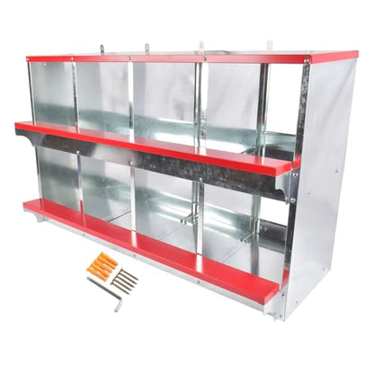 Chicken Nesting Boxes - 8-Compartment Metal Wall-Mounted Poultry Nest Box for Chickens, Hens, and Ducks - Easy Egg Collection - Large Vented Holes - Chicken Coop Equipment