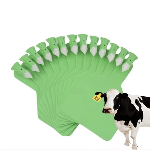 Z Tags One-Piece Cattle Ear Tags large TPU livestock ear bar, with numbers 001-300/blank ear tag, integrated pre-numbered farm animal identification cattle, cow, cow green Blank ear tag 100PCS - color: Green, size: Blank ear tag 100PCS
