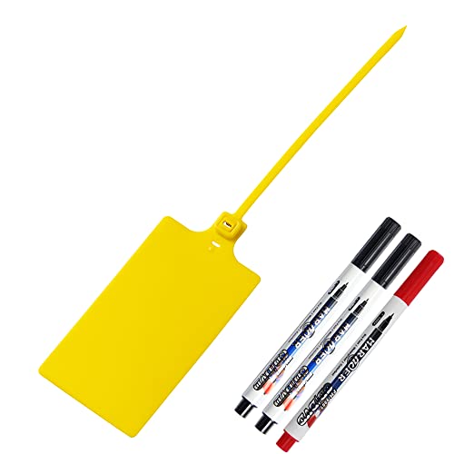 200Pcs Plastic Seals Shipping Label Tags, Writable Marker Big Sign Tie for Logistics, 255mm Total Length Self Locking Inventory Waterproof Tag Fastener (Yellow) - color: Yellow(200)
