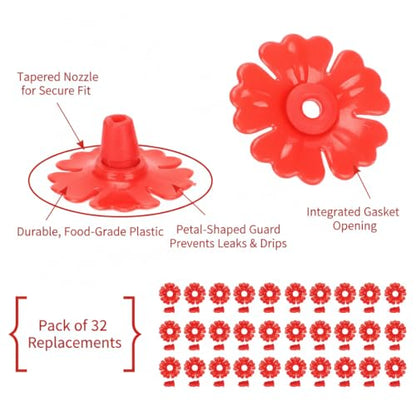 Hyuduo 30-Piece Hummingbird Feeder Replacement PartsHummingbird Feeder Rings Flower Feeding Ports for Garden Hummingbird Feeders (Red/White/Yellow) - color: Red