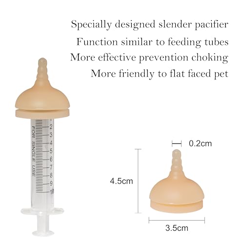 Doggiema Puppy Feeder Bottle, Silicone Feeding Nipple and Syringes for Puppies - size: Replacement Nipple (4 Nipple+6 Syringes)