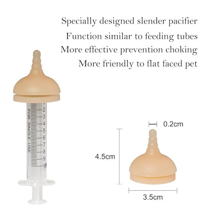 Doggiema Puppy Feeder Bottle, Silicone Feeding Nipple and Syringes for Puppies - size: Replacement Nipple (4 Nipple+6 Syringes)