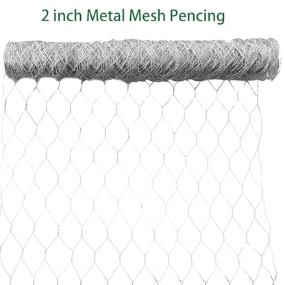 72 in x 50 ft, 2 inch Metal Mesh Pencing, Chicken Wire Fencing, Hexagonal Galvanized Poultry Wire Netting for Chicken, Duck, Goose, Rabbit Fencing - size: 72 in x 50 ft 2 in