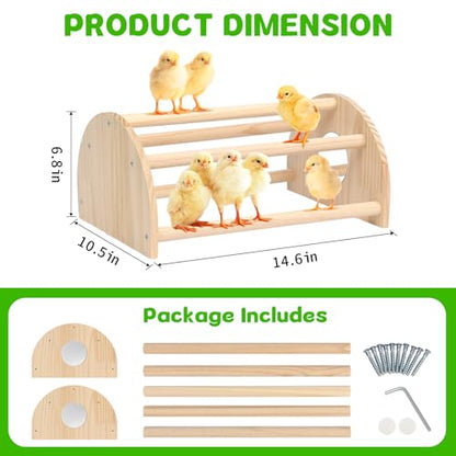 Pine Chicks Perch with Mirror, Strong Chick Jungle Gym Roosting Bar, Chicken Perch Toys for Coop and Brooder, Training Perch Toys for Large Bird, Parrot, Macaw, Hens (Large) - size: Large