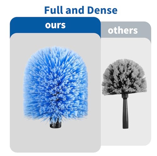 Screw on Webster Cobweb Duster Head for Pole,Spider Web Remover Brush, Cobweb Duster Head Attachment,Fits Standard 3/4 inch Threaded Poles(Big, Blue) - color: Blue